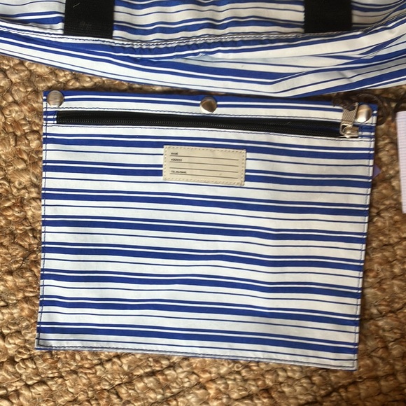 Jack Spade Duffle bag Blue  white stripe Nylon Boat sail travel  - NWT - Picture 2 of 11
